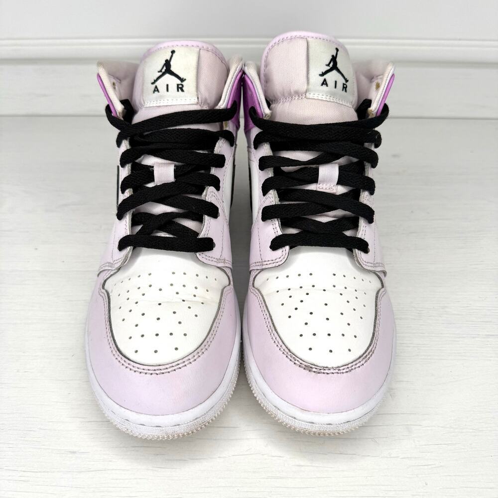 Nike Air Jordan 1 Mid Pink White Black Women's Size 8 (GS 6.5Y) DQ8423-501 - Picture 2 of 6
